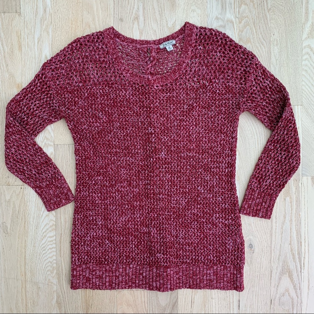 Lucky Brand Open Knit Tie Back Sweater Size M